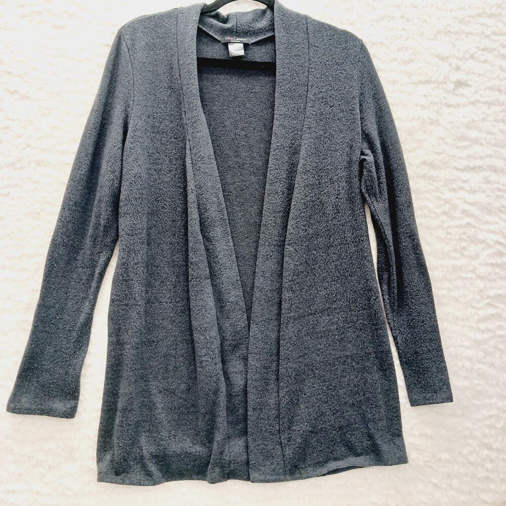 Sweater Open Cardigan Gray Minimalist Soft Girl Cozy Casual Classic Chic Size L